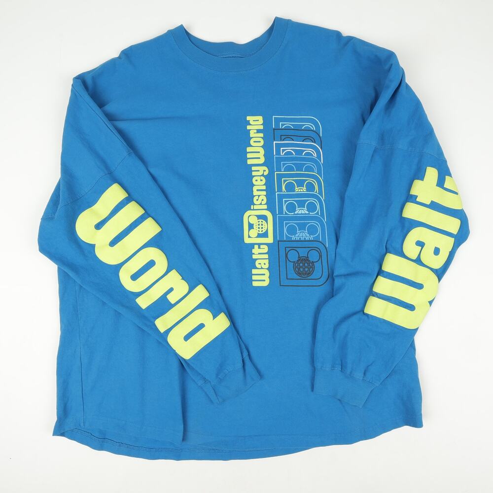 Walt Disney Spirit Jesery US XXL Tee Shirt Mickey Mouse Epcot Neon Yellow Blue